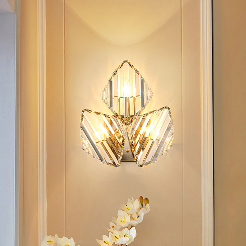 Hardware Rhombic Crystal 1/2/3-Light Wall Sconce Lamp