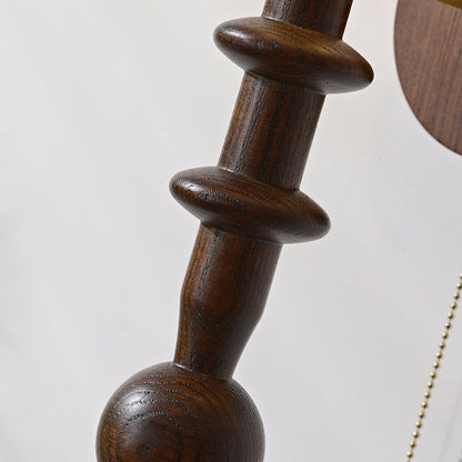 French Fabric Shade Walnut Wood 1-Light Wall Sconce Lamp