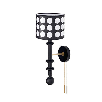 French Fabric Shade Walnut Wood 1-Light Wall Sconce Lamp
