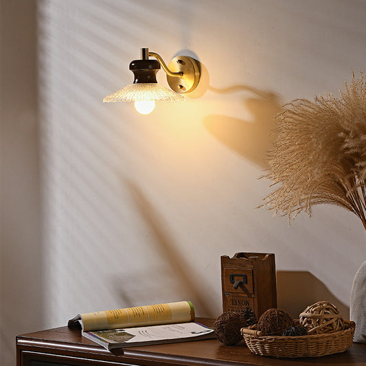 Japanese Water Ripple Glass Shade 1-Light Wall Sconce Lamp
