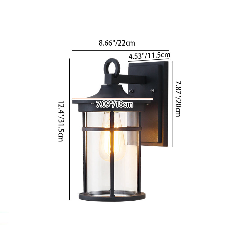 Cylinder Glass Shade 1-Light Waterproof Wall Sconce Lamp