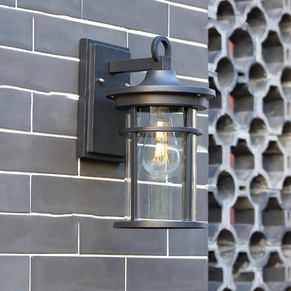 Cylinder Glass Shade 1-Light Waterproof Wall Sconce Lamp