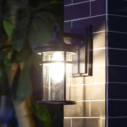 Cylinder Glass Shade 1-Light Waterproof Wall Sconce Lamp