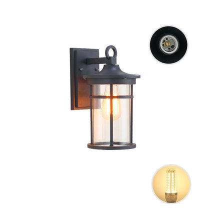 Cylinder Glass Shade 1-Light Waterproof Wall Sconce Lamp