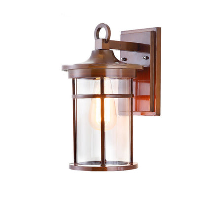 Cylinder Glass Shade 1-Light Waterproof Wall Sconce Lamp