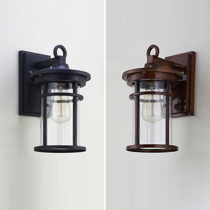 Cylinder Glass Shade 1-Light Waterproof Wall Sconce Lamp