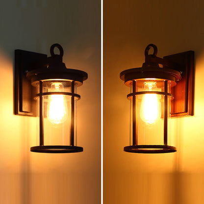 Cylinder Glass Shade 1-Light Waterproof Wall Sconce Lamp