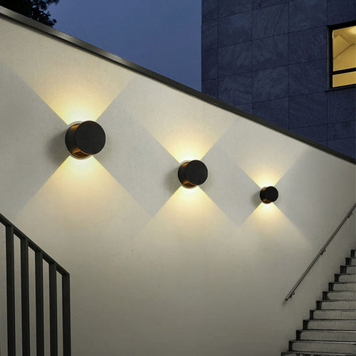 Round And Down Illuminated LED Waterproof Wall Sconce Lamp