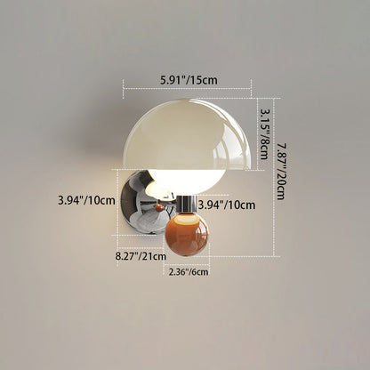 Nordic Cream Iron Mushroom PE Shade LED Wall Sconce Lamp