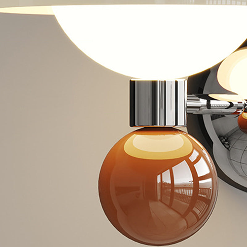 Nordic Cream Iron Mushroom PE Shade LED Wall Sconce Lamp