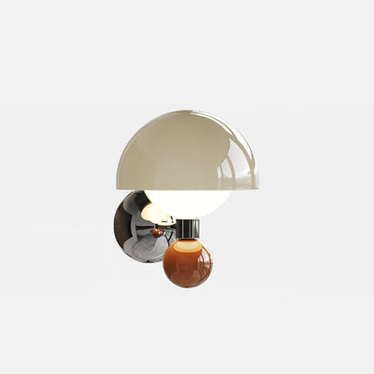 Nordic Cream Iron Mushroom PE Shade LED Wall Sconce Lamp