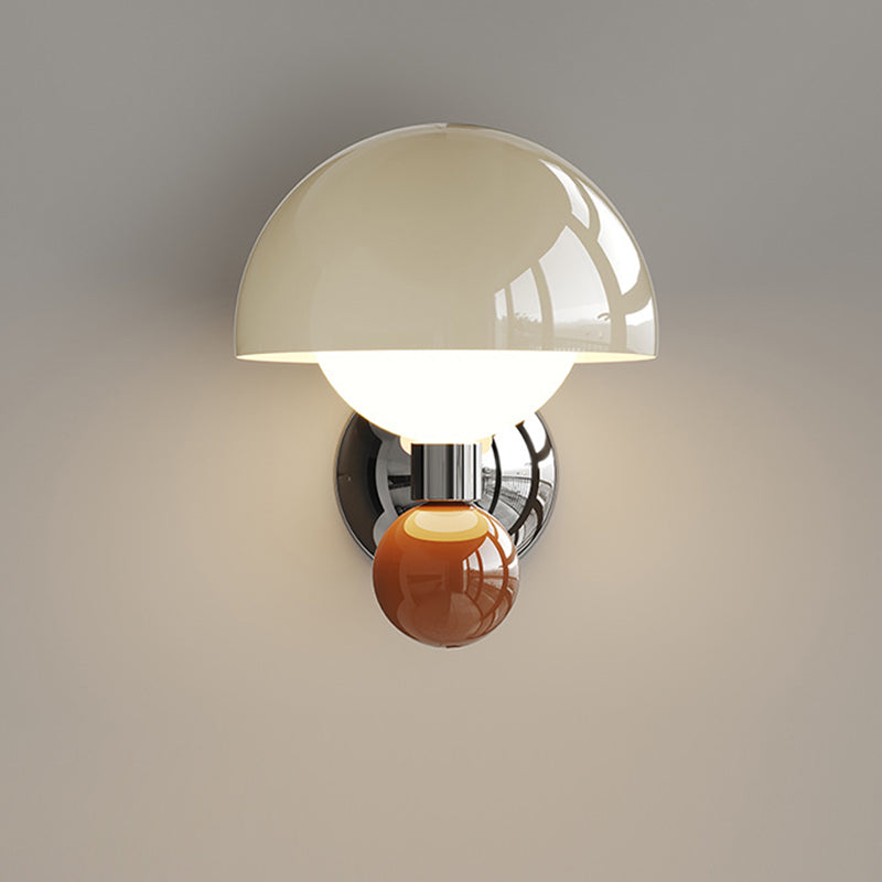 Nordic Cream Iron Mushroom PE Shade LED Wall Sconce Lamp