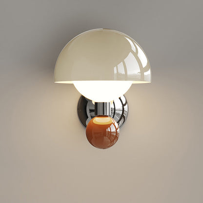 Nordic Cream Iron Mushroom PE Shade LED Wall Sconce Lamp