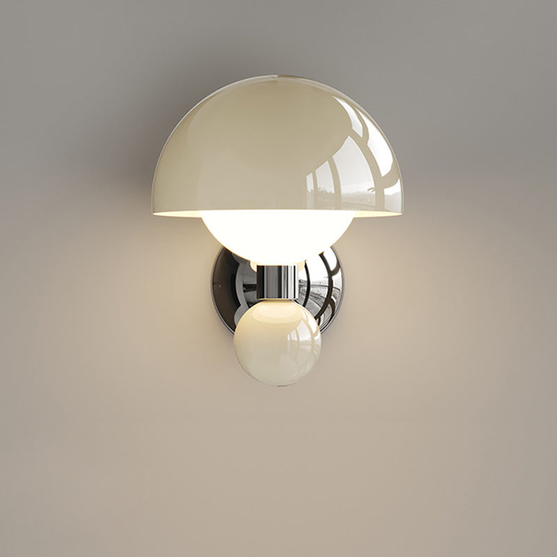 Nordic Cream Iron Mushroom PE Shade LED Wall Sconce Lamp