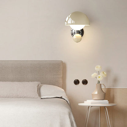Nordic Cream Iron Mushroom PE Shade LED Wall Sconce Lamp