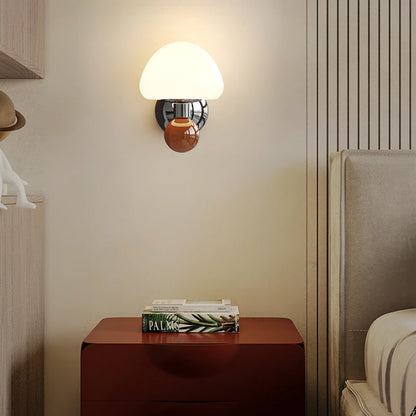 Nordic Cream Iron Mushroom PE Shade LED Wall Sconce Lamp