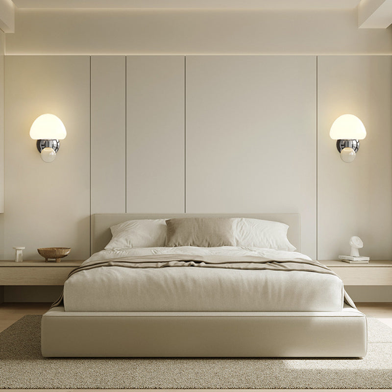 Nordic Cream Iron Mushroom PE Shade LED Wall Sconce Lamp