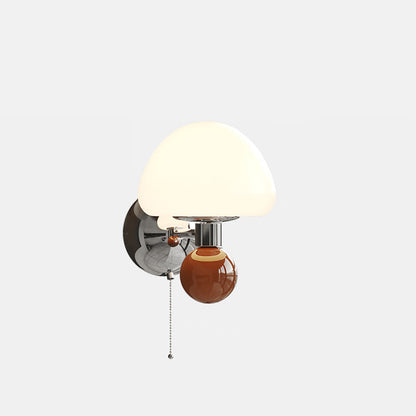 Nordic Cream Iron Mushroom PE Shade LED Wall Sconce Lamp