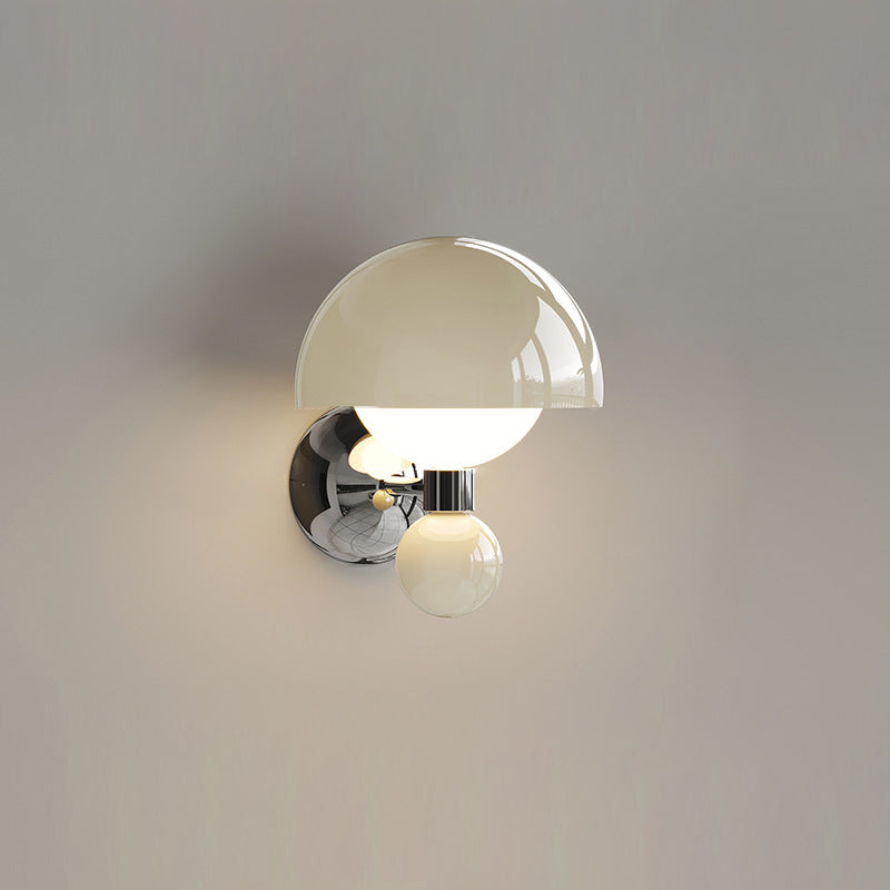 Nordic Cream Iron Mushroom PE Shade LED Wall Sconce Lamp