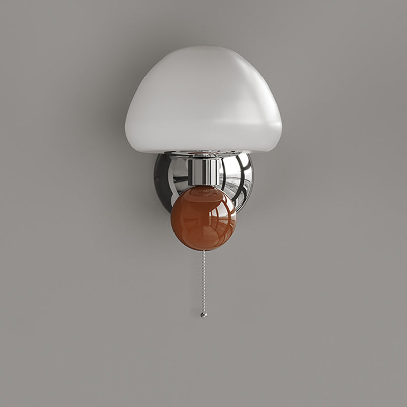 Nordic Cream Iron Mushroom PE Shade LED Wall Sconce Lamp