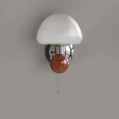 Nordic Cream Iron Mushroom PE Shade LED Wall Sconce Lamp