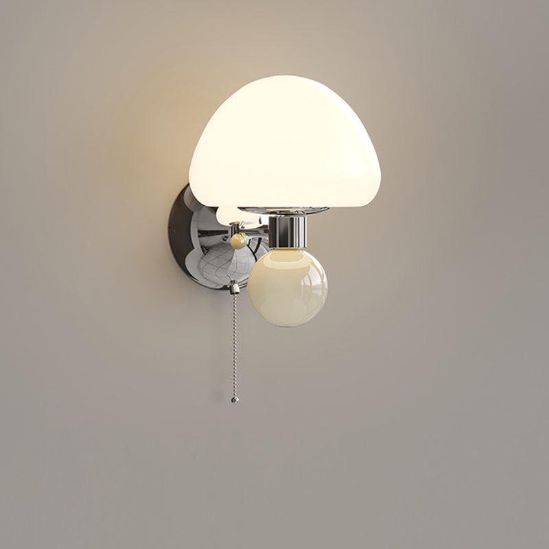Nordic Cream Iron Mushroom PE Shade LED Wall Sconce Lamp