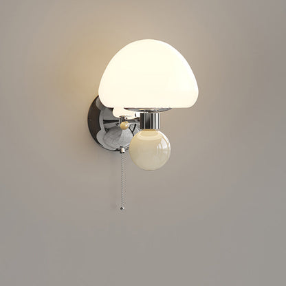 Nordic Cream Iron Mushroom PE Shade LED Wall Sconce Lamp