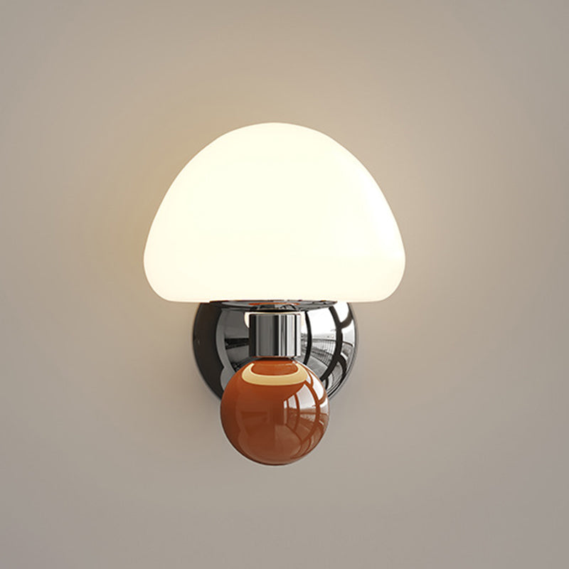 Nordic Cream Iron Mushroom PE Shade LED Wall Sconce Lamp