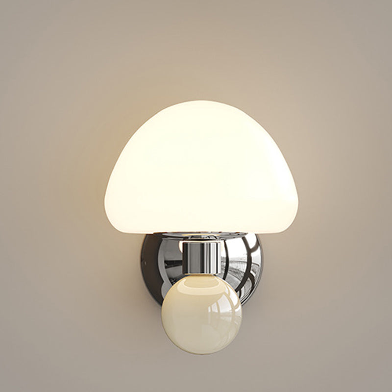 Nordic Cream Iron Mushroom PE Shade LED Wall Sconce Lamp