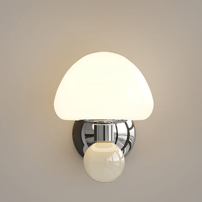 Nordic Cream Iron Mushroom PE Shade LED Wall Sconce Lamp