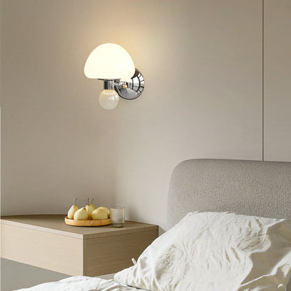Nordic Cream Iron Mushroom PE Shade LED Wall Sconce Lamp