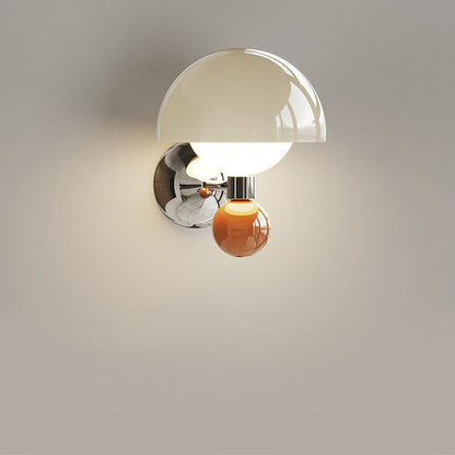 Nordic Cream Iron Mushroom PE Shade LED Wall Sconce Lamp