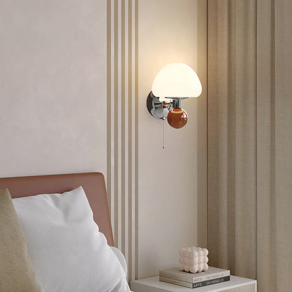 Nordic Cream Iron Mushroom PE Shade LED Wall Sconce Lamp