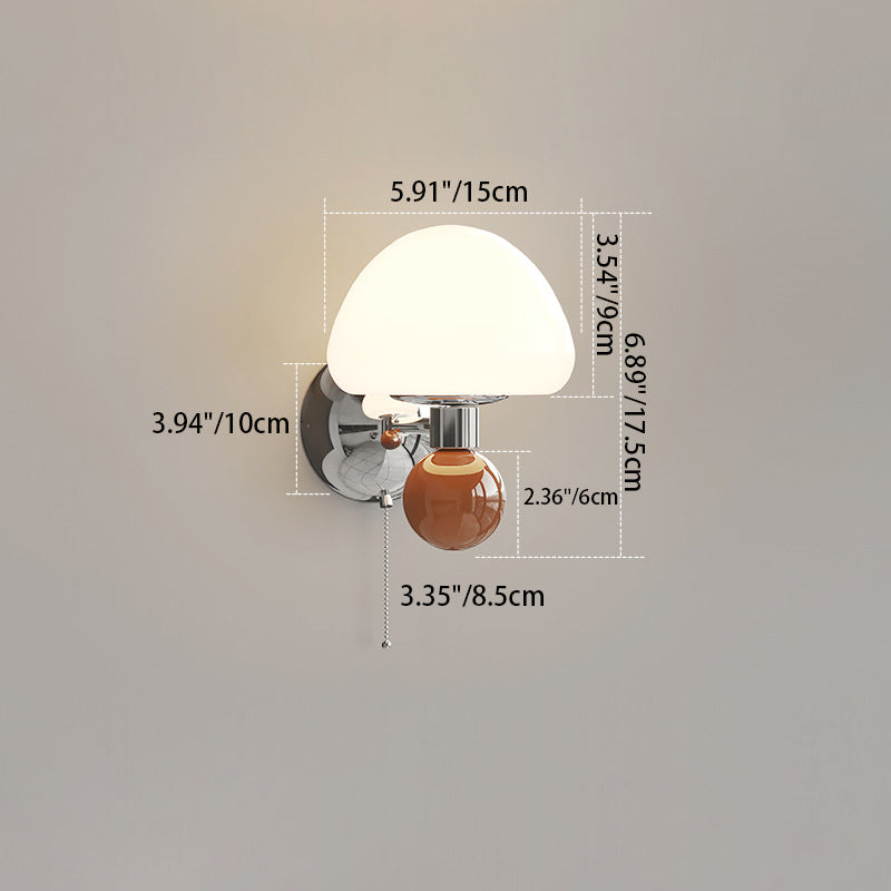 Nordic Cream Iron Mushroom PE Shade LED Wall Sconce Lamp