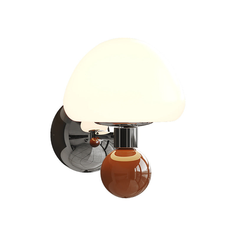 Nordic Cream Iron Mushroom PE Shade LED Wall Sconce Lamp