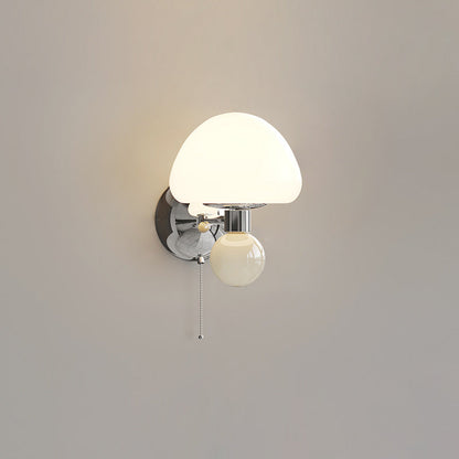 Nordic Cream Iron Mushroom PE Shade LED Wall Sconce Lamp