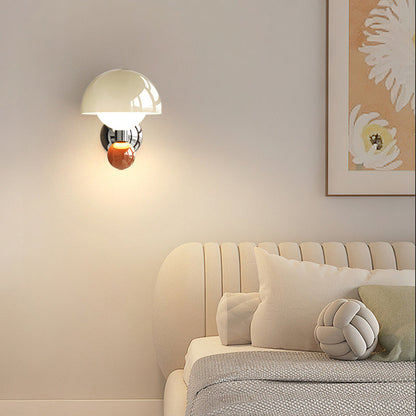 Nordic Cream Iron Mushroom PE Shade LED Wall Sconce Lamp