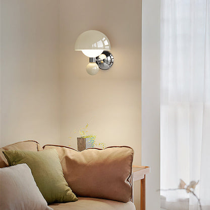 Nordic Cream Iron Mushroom PE Shade LED Wall Sconce Lamp