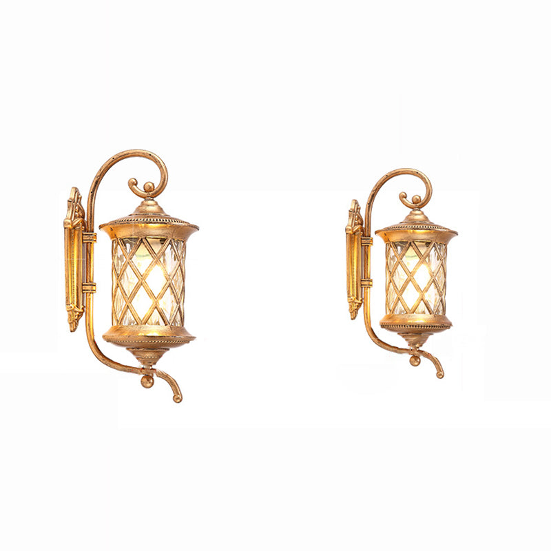 Aluminum Glass Shade 1-Light Outdoor Wall Sconce Lamp