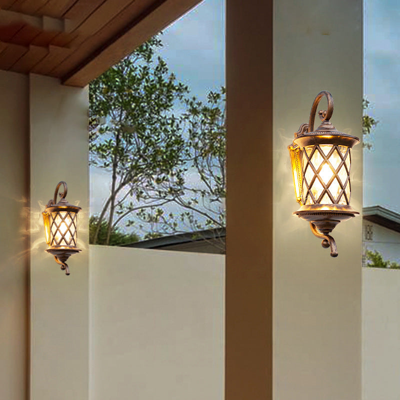 Aluminum Glass Shade 1-Light Outdoor Wall Sconce Lamp
