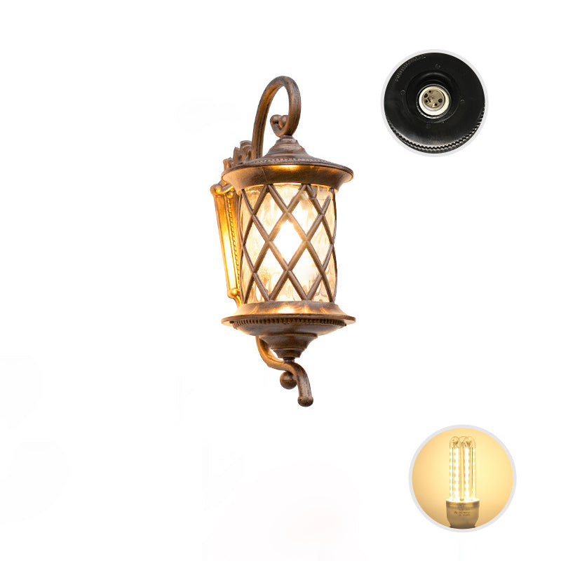Aluminum Glass Shade 1-Light Outdoor Wall Sconce Lamp
