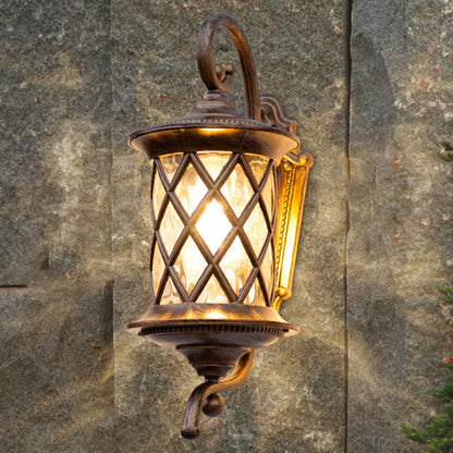 Aluminum Glass Shade 1-Light Outdoor Wall Sconce Lamp