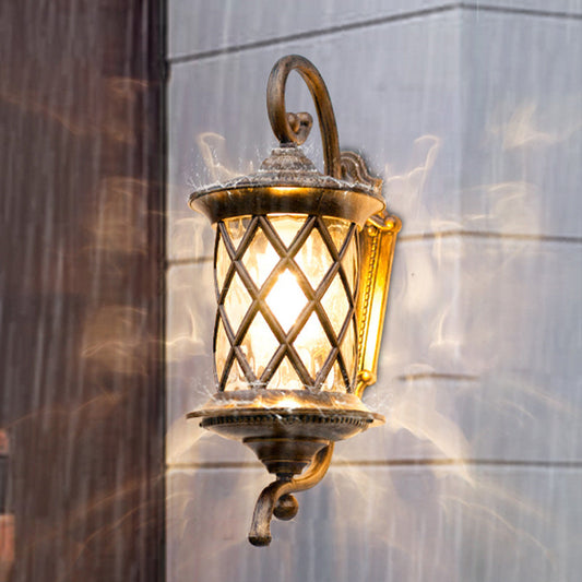 Aluminum Glass Shade 1-Light Outdoor Wall Sconce Lamp