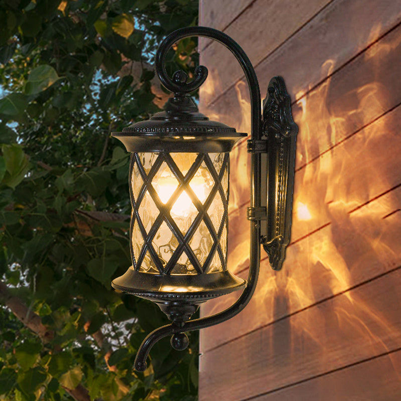 Aluminum Glass Shade 1-Light Outdoor Wall Sconce Lamp