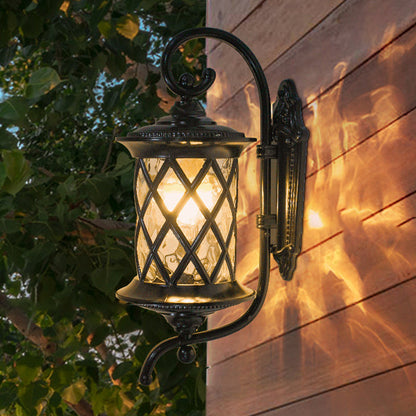 Aluminum Glass Shade 1-Light Outdoor Wall Sconce Lamp