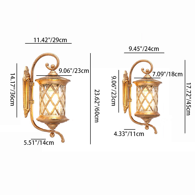Aluminum Glass Shade 1-Light Outdoor Wall Sconce Lamp