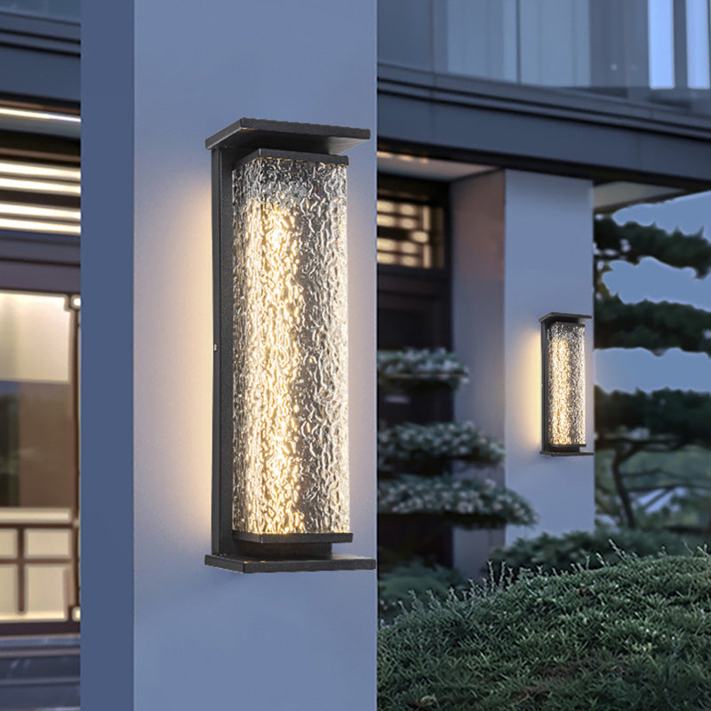 Stainless Shade Cuboid LED Solar Outdoor Wall Sconce Lamp