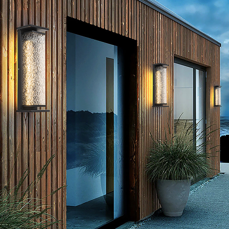 Stainless Shade Cuboid LED Solar Outdoor Wall Sconce Lamp