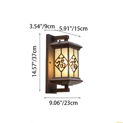 Chinese Glass Column 1-Light Outdoor Wall Sconce Lamp