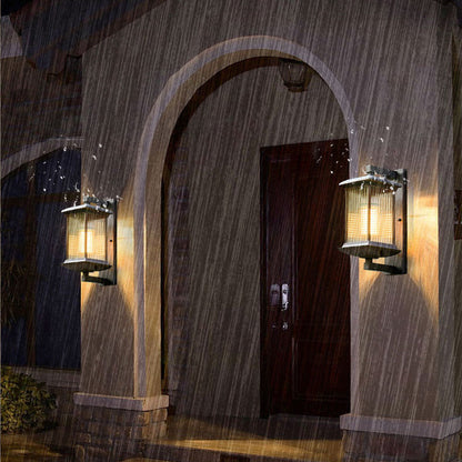 Chinese Glass Column 1-Light Outdoor Wall Sconce Lamp